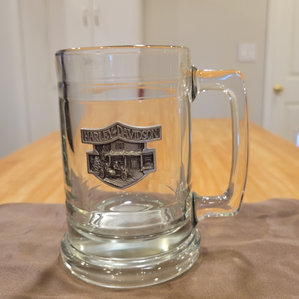 🏍EUC~HARLEY-DAVIDSON Glass Mug with silver logo